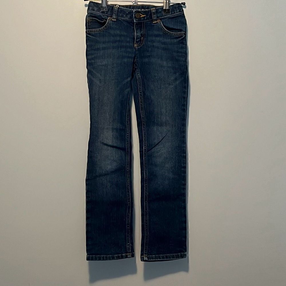 Lands' End Youth Boy's Blue Dark Wash Stretch Straight Leg Denim Jeans Size 8S